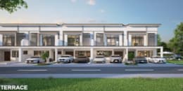Riveria Garden Aluna terrace home street view rendering, Iskandar Puteri Johor Bahru