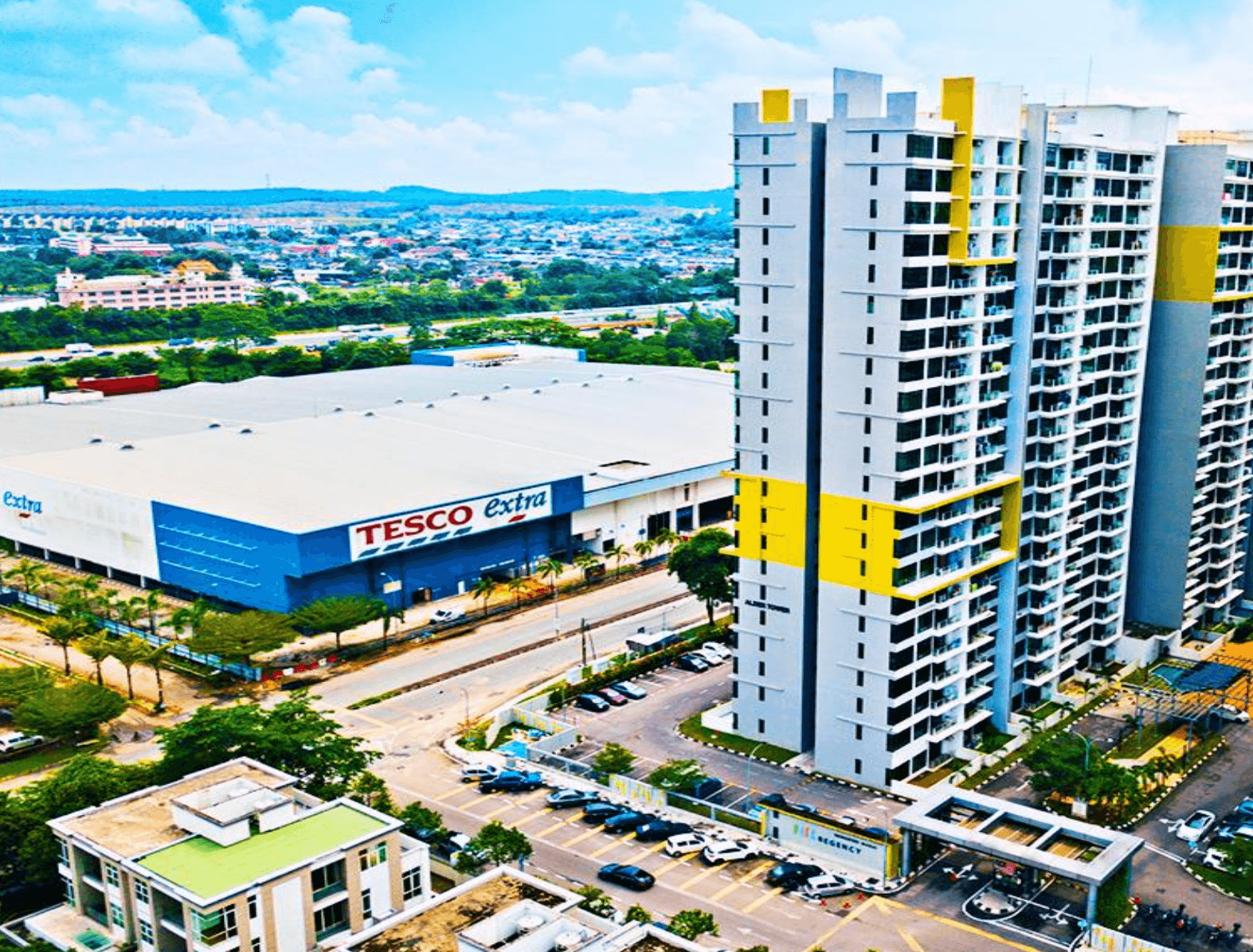 Parc Regency Serviced Apartment aerial view next to Tesco Extra, Plentong Johor Bahru