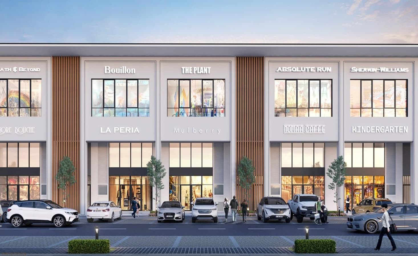 Ascent HUB II Business Park modern shopfront facade rendering, Iskandar Puteri Johor Bahru