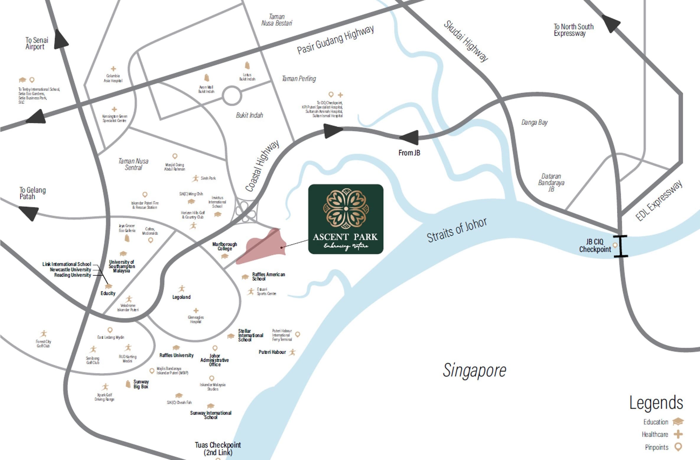 Ascent Park location map near Horizon Hills and Marlborough College, Iskandar Puteri Johor Bahru
