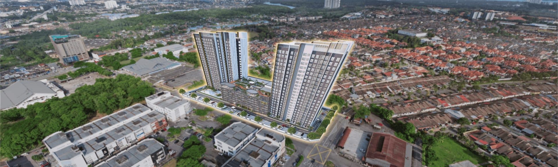 SKY Curve Serviced Apartment aerial view, Bandar Baru Uda Johor Bahru by SP Setia