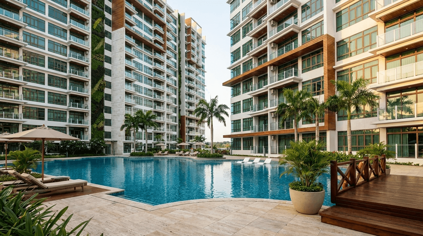 Parc Regency Serviced Apartment resort-style swimming pool with twin towers, Plentong Johor Bahru