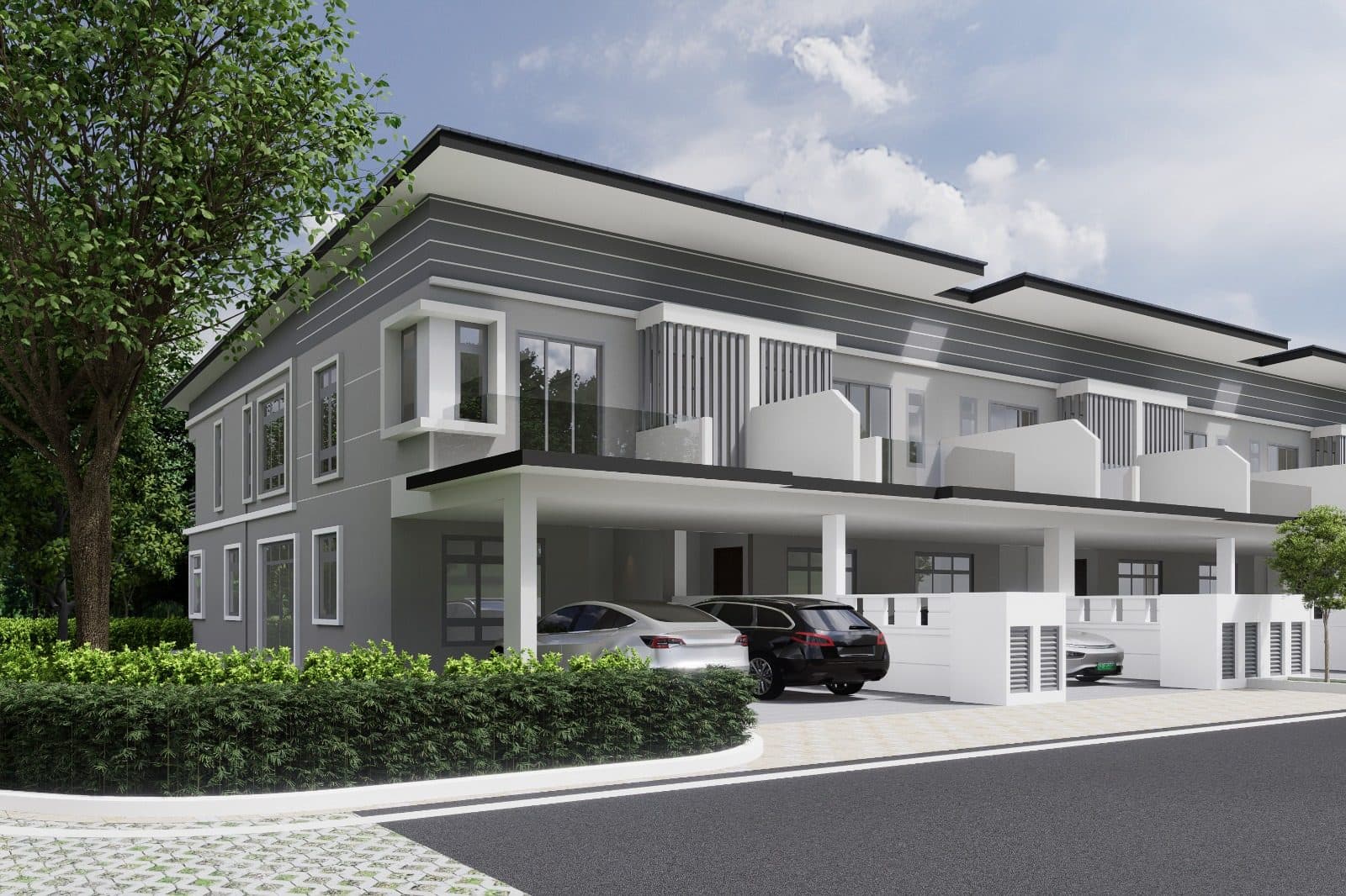 Aurora 3 Terrace Home exterior facade rendering, Bestari Indah Johor Bahru by KSL Holdings